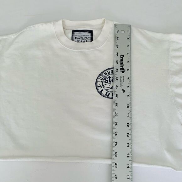 Longboat Key Florida Cropped Sweatshirt Stay Salty Women L White Raw Edge Lounge - Picture 7 of 8